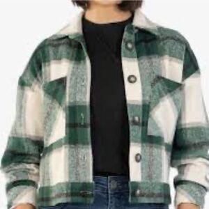 Kut from the Kloth Green & Cream Plaid Utility Shacket